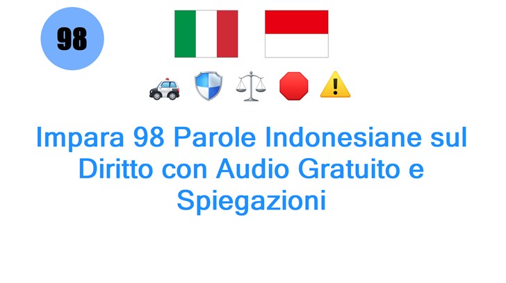 Impara 98 Parole Indonesiane sul Diritto con Audio Gratuito e Spiegazioni